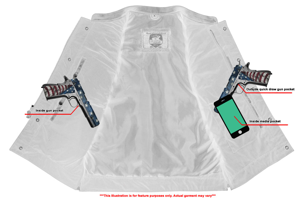 Black Horse Men's Leather Motorcycle Vest