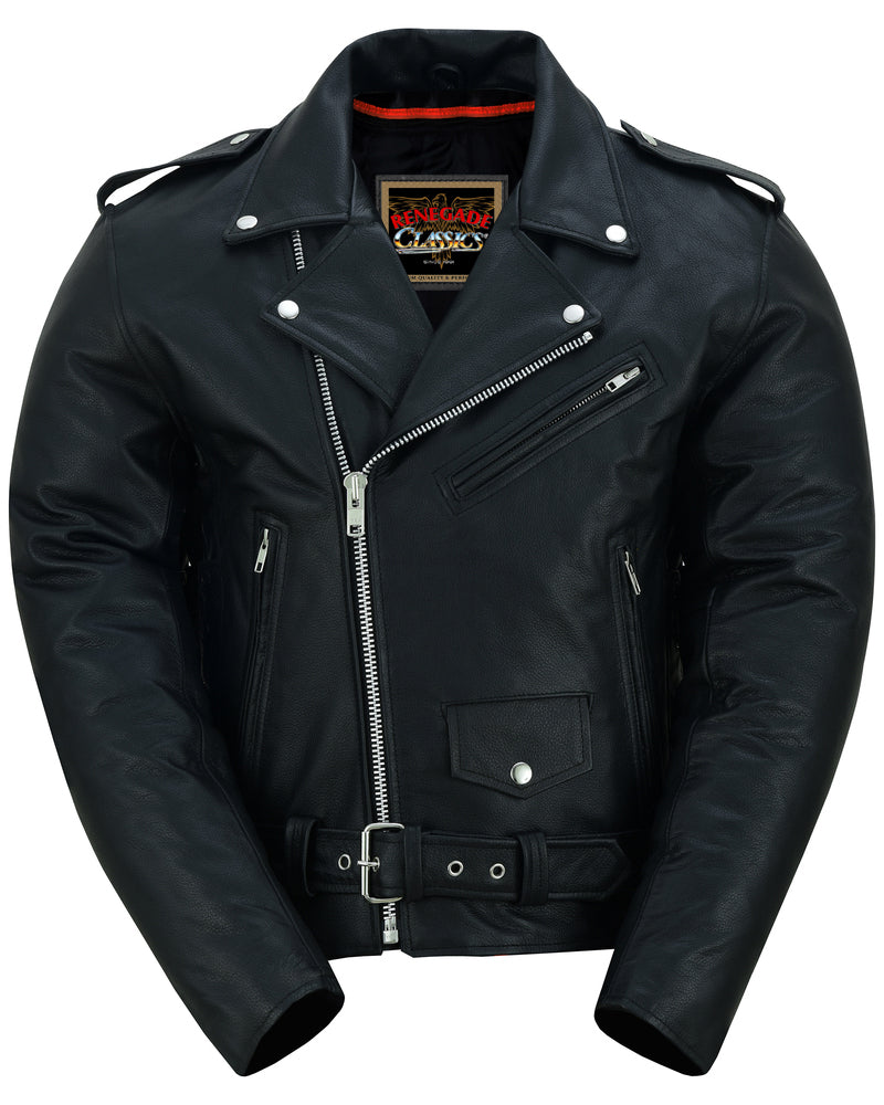 Freedom Rider Black Men's Leather Jacket Eagle Embossed