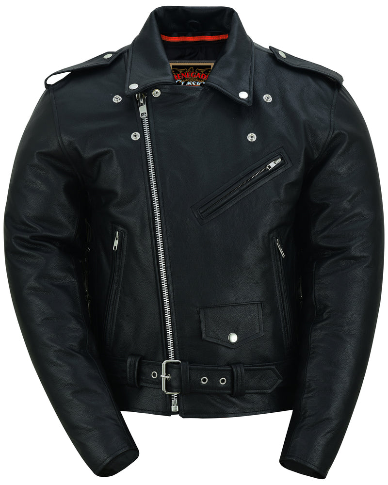 Freedom Rider Black Men's Leather Jacket Eagle Embossed