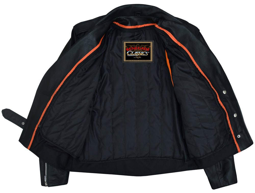 Freedom Rider Black Men's Leather Jacket Eagle Embossed