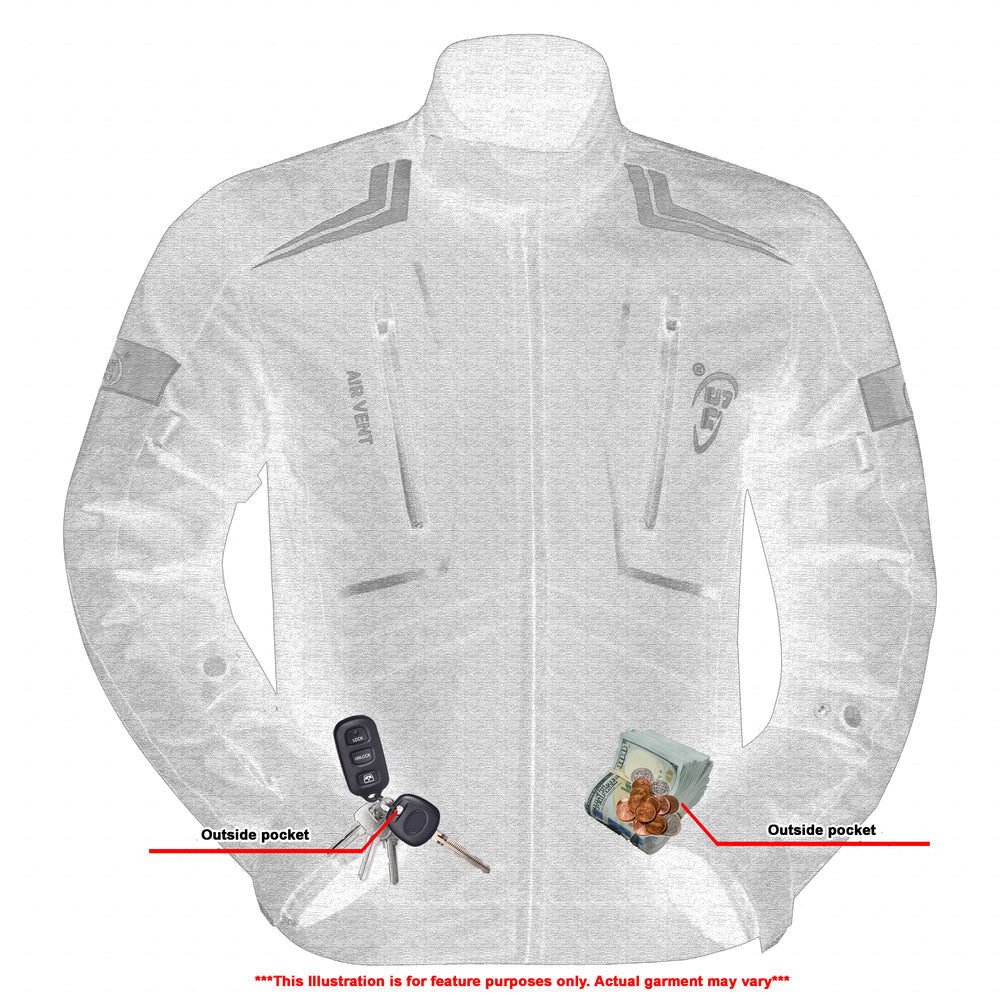 Flight Wings - Mens Textile Motorcycle Jacket - Black
