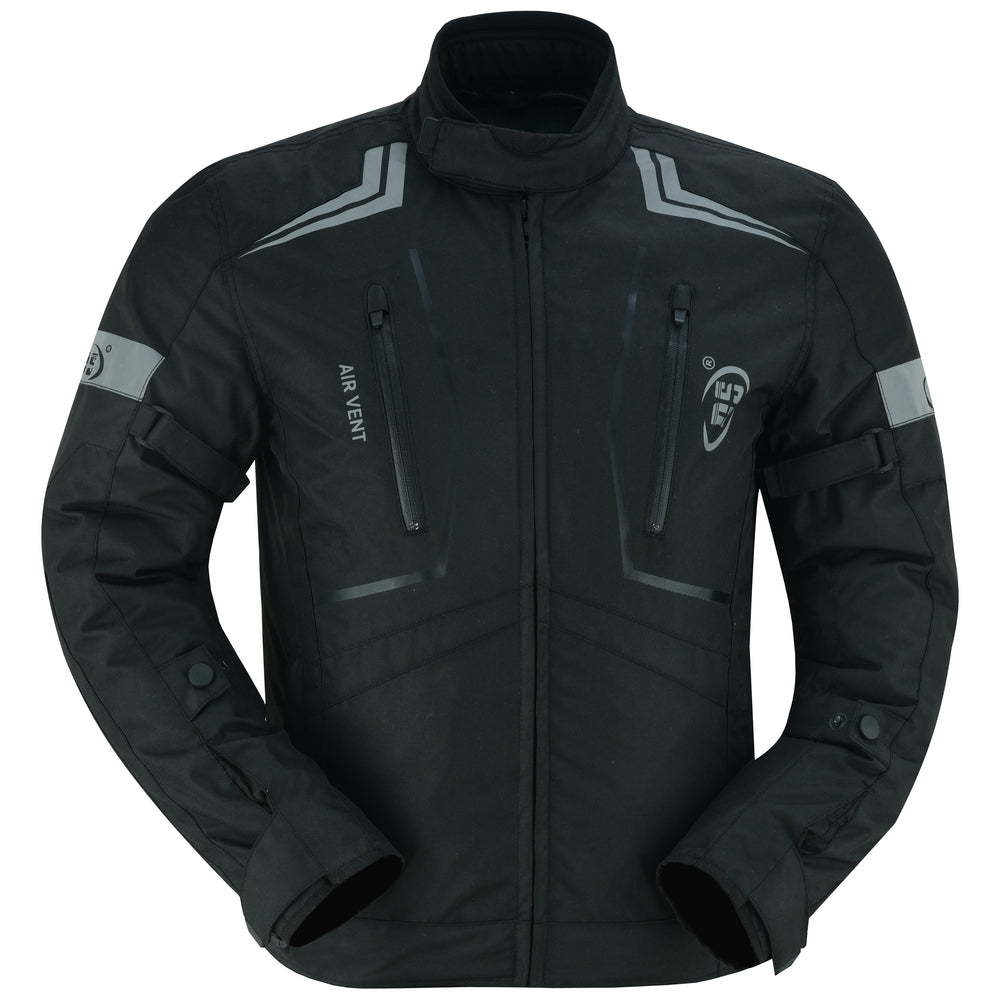 Flight Wings - Mens Textile Motorcycle Jacket - Black