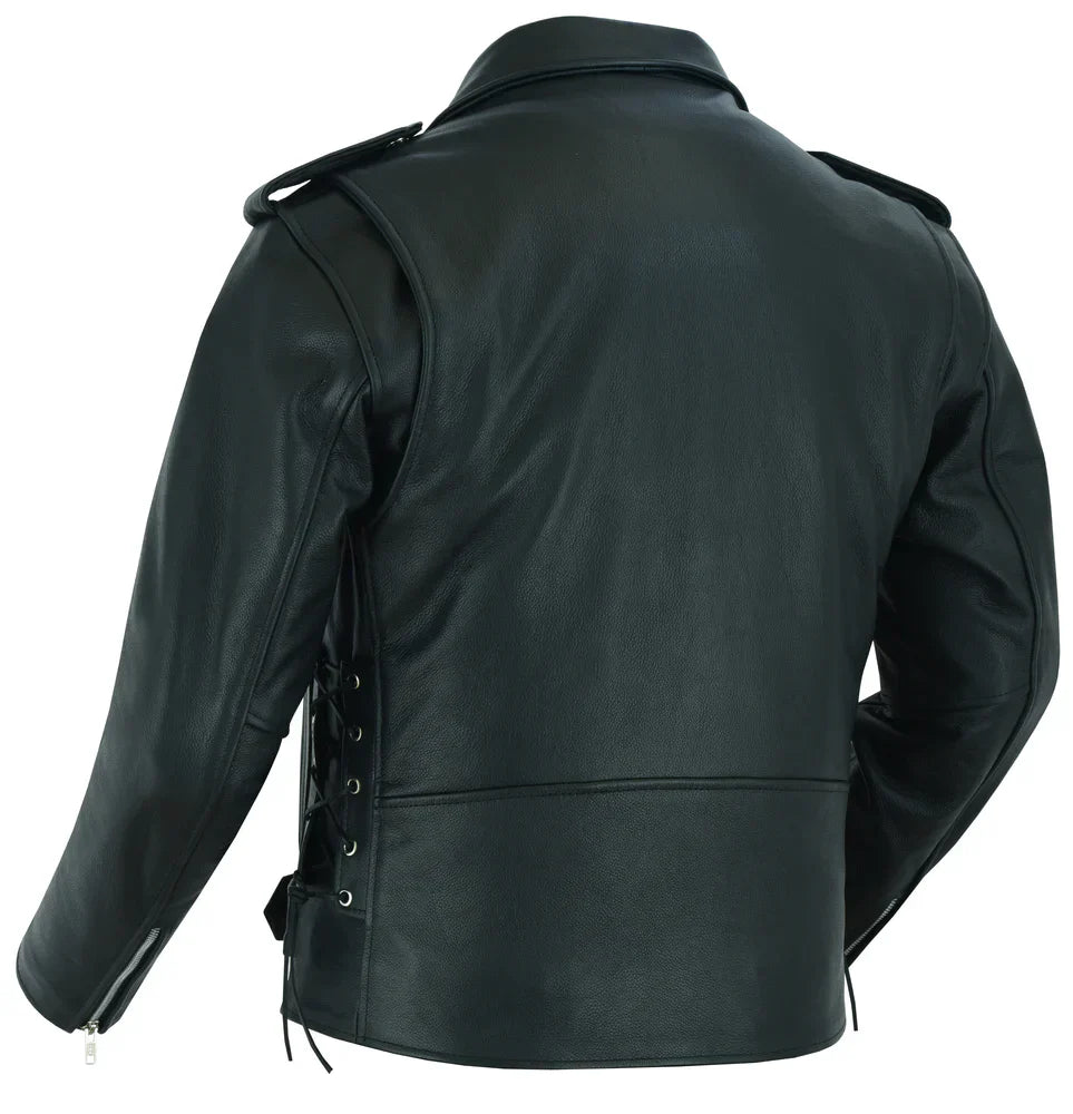 Classic Star Black Men's Leather Motorcycle Jacket â€“ Adjustable Fit