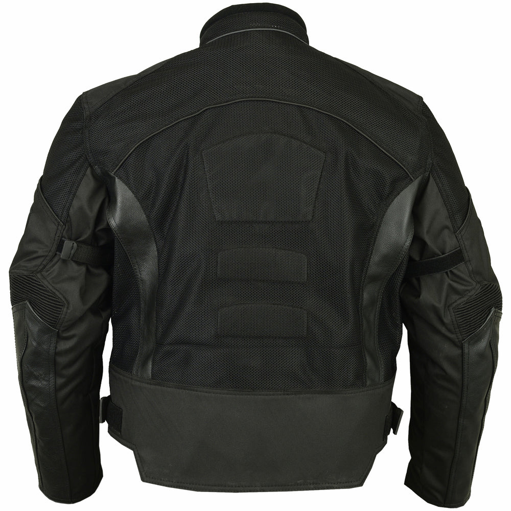 Mens Leather & Mesh Motorcycle Jacket â€“ Waterproof Liner