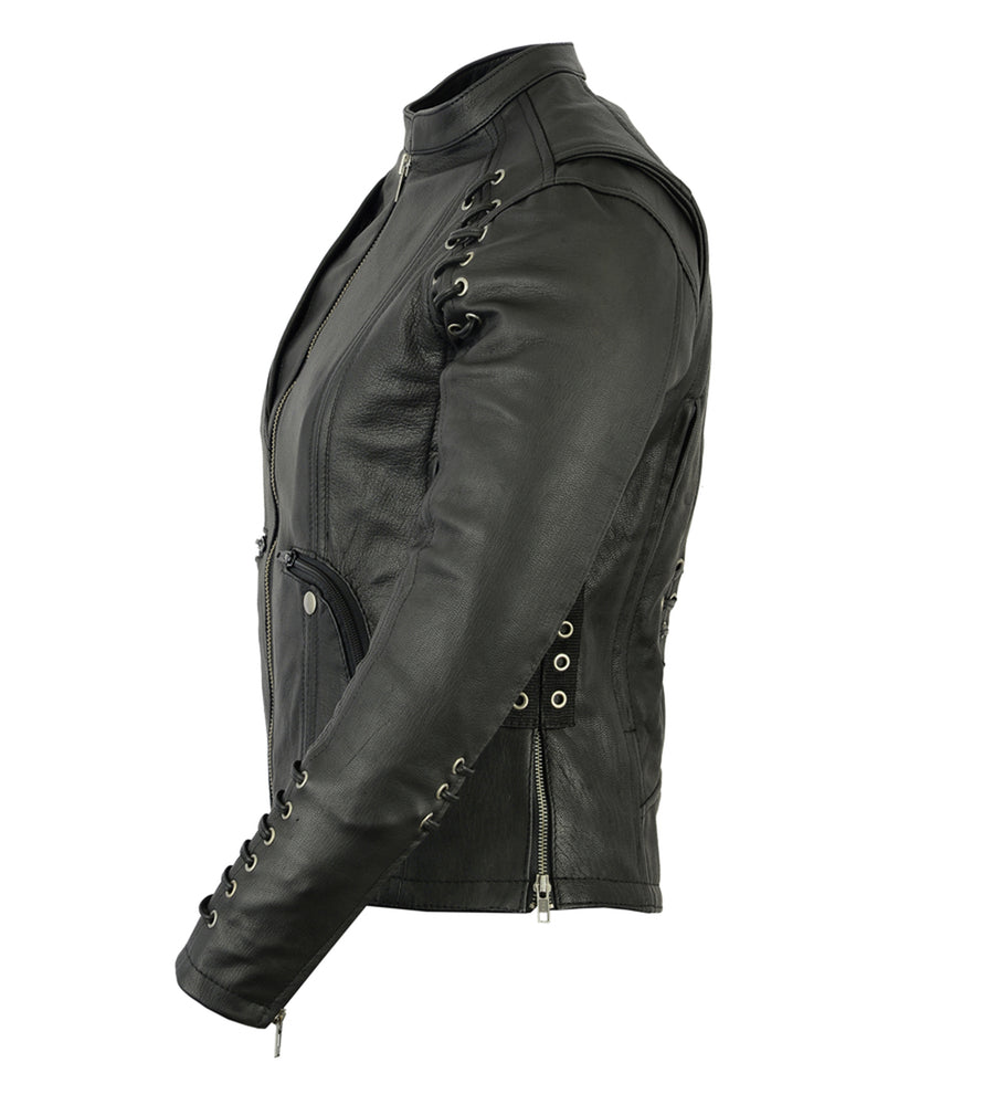 Women's Stylish Jacket with Grommet and Lacing Accents