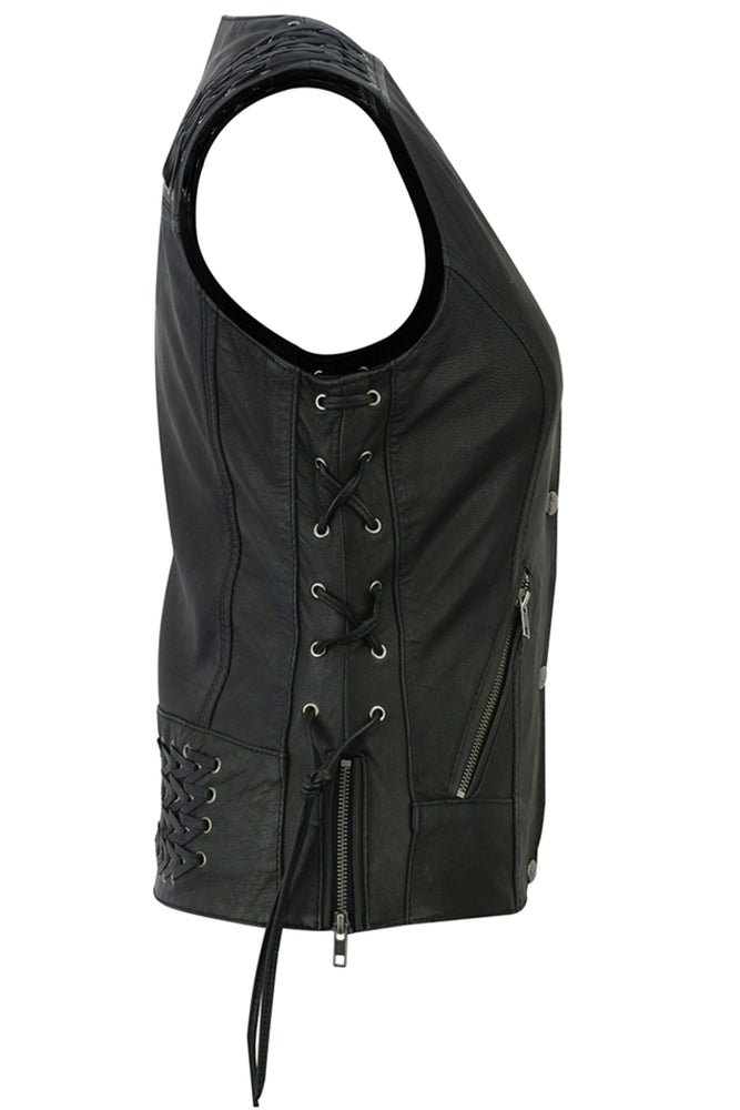 Women's Vest with Grommet and Lacing Accents