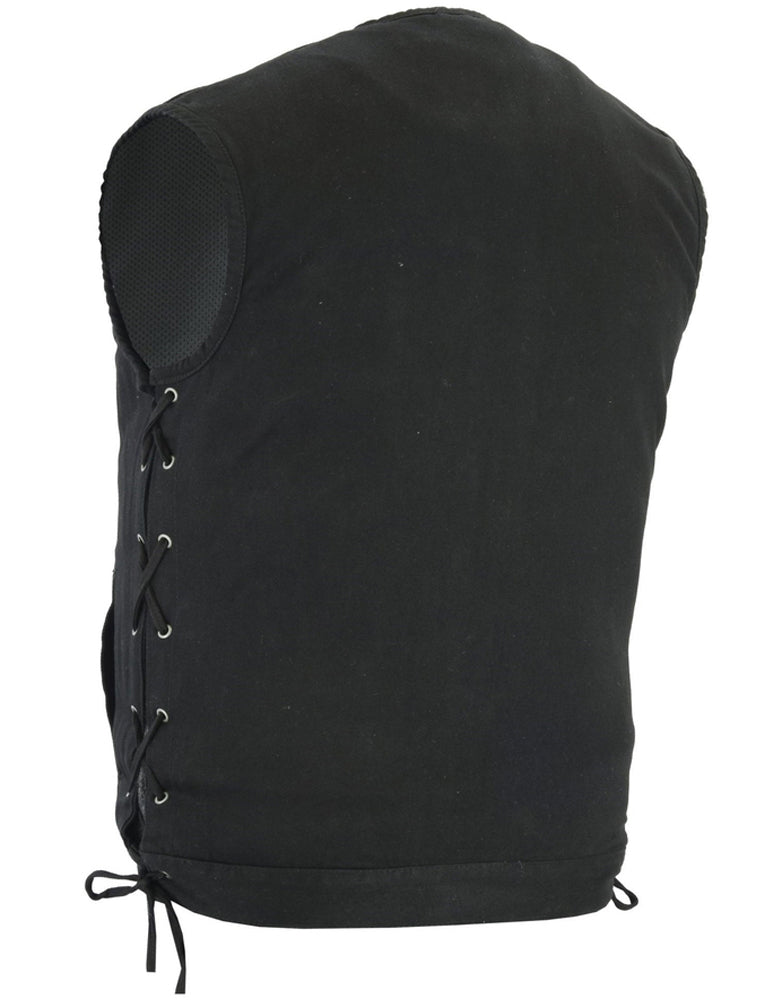 Men's Upgraded All-Black Denim Motorcycle Vest â€“ Smart Access Pockets