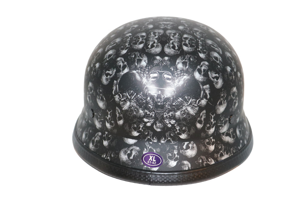 H8 Novelty German Grey Skull Flat Black - Non DOT