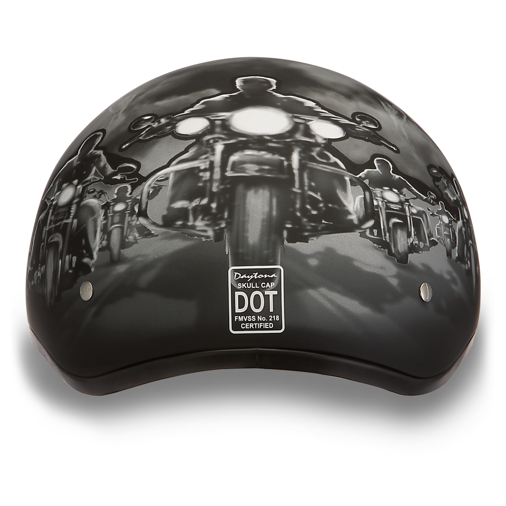 Daytona Helmets D6-G â€˜Skull Capâ€™ with Skull and Guns Half Face Helmet Black