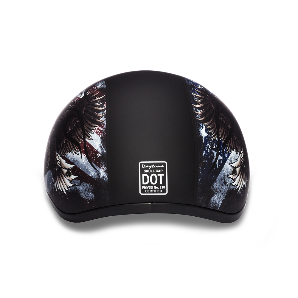 D6-USA â€˜DAYTONA SKULL CAPâ€™ with USA Flag and Eagle Half Face Helmet
