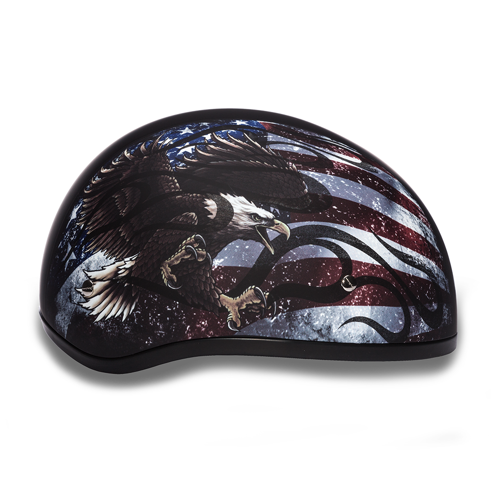 D6-USA â€˜DAYTONA SKULL CAPâ€™ with USA Flag and Eagle Half Face Helmet