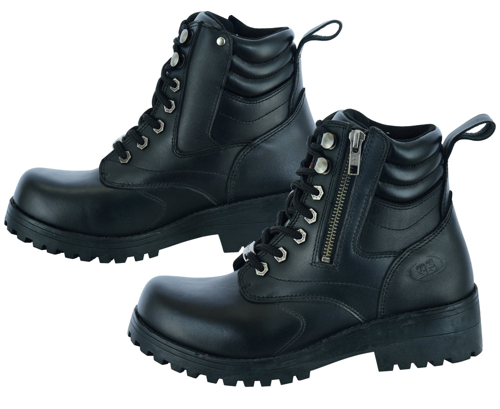 Women's Side Zipper Plain Toe Boots