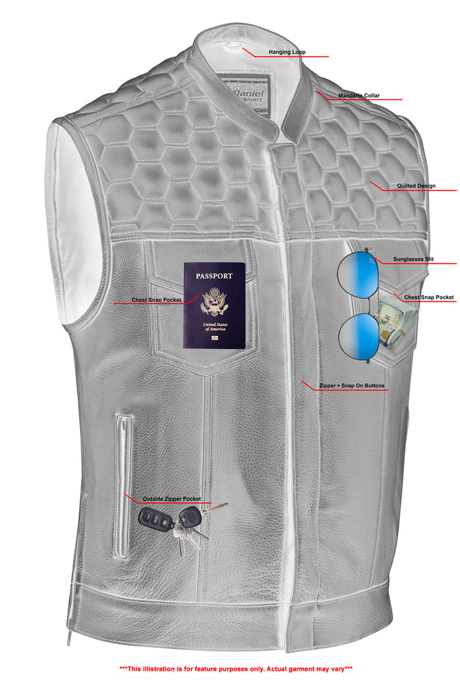 Whiskey Men's Motorcycle Leather Vest - Black