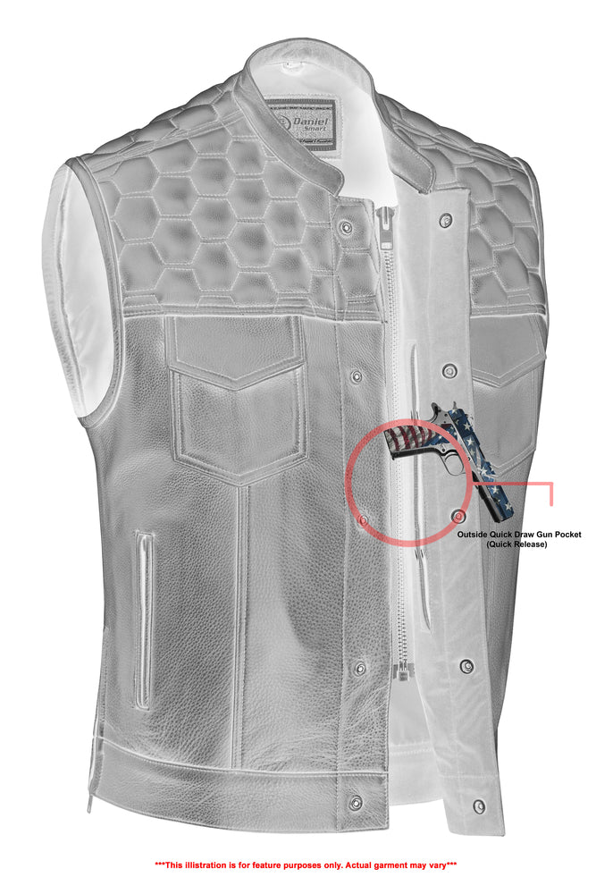 Whiskey Men's Motorcycle Leather Vest - Black