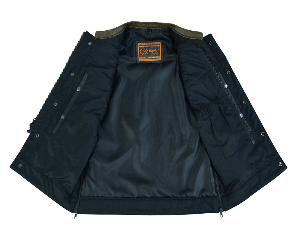 Whiskey Men's Motorcycle Leather Vest - Black