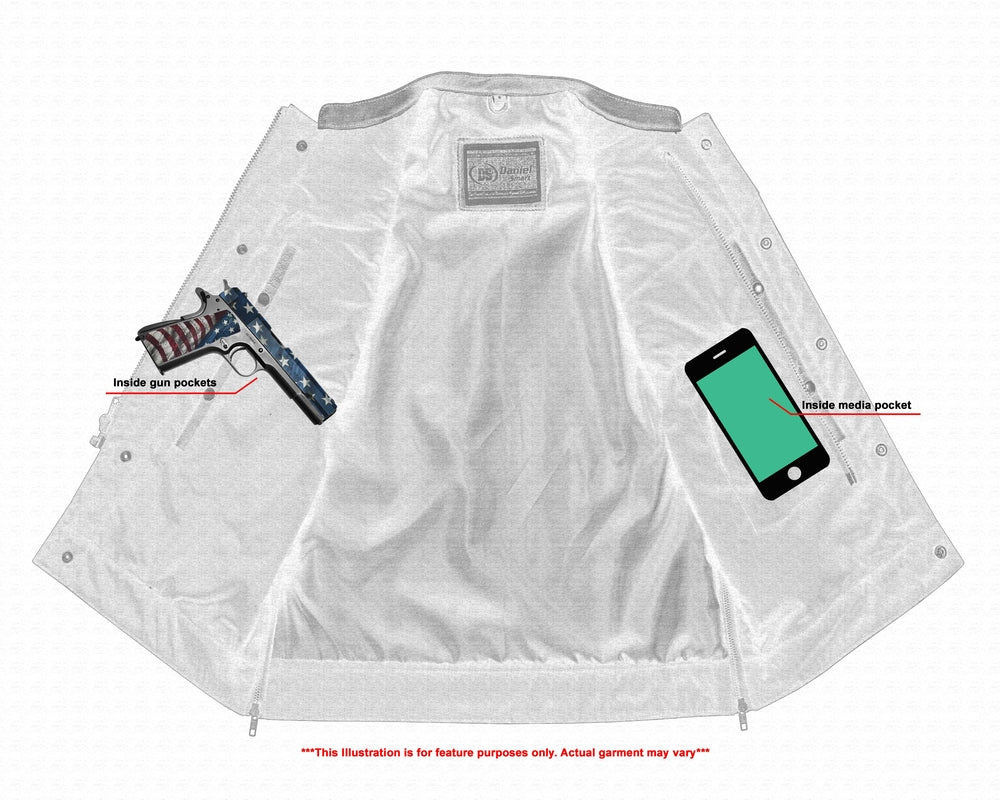 Whiskey Men's Motorcycle Leather Vest - Black