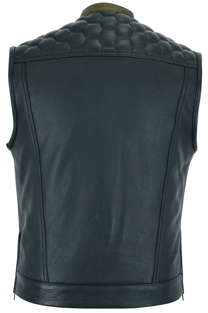 Whiskey Men's Motorcycle Leather Vest - Black