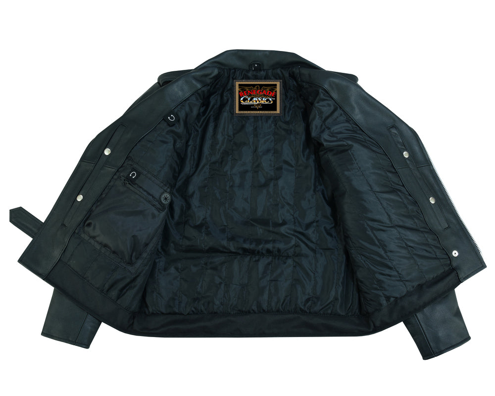Super Arnold Men's Black Leather Jacket â€“ Retro Design