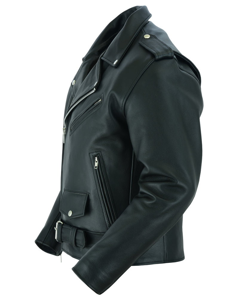 Super Arnold Men's Black Leather Jacket â€“ Retro Design