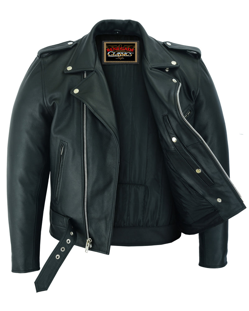 Super Arnold Men's Black Leather Jacket â€“ Retro Design