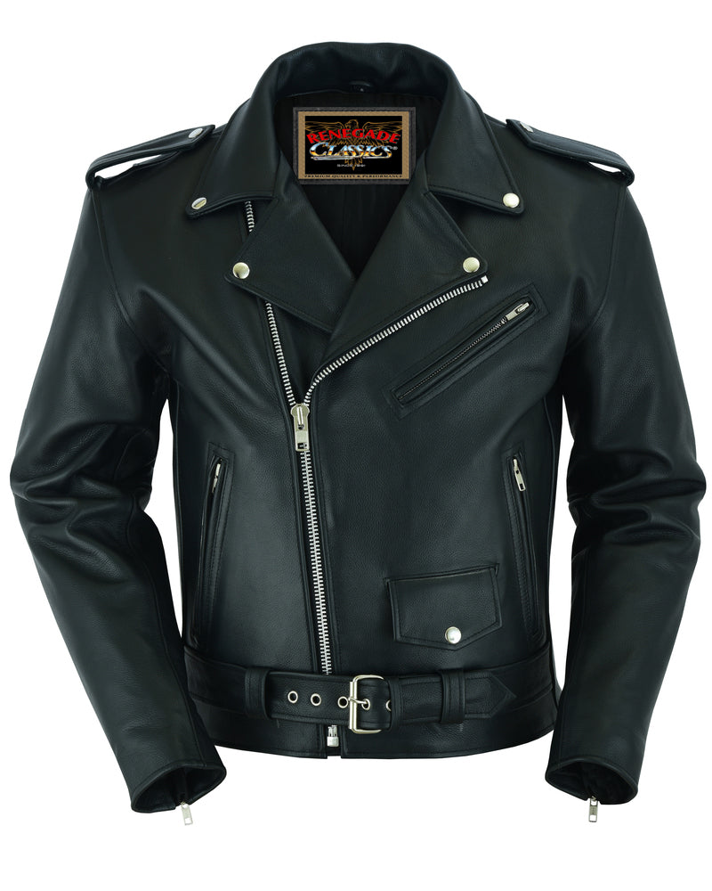 Super Arnold Men's Black Leather Jacket â€“ Retro Design
