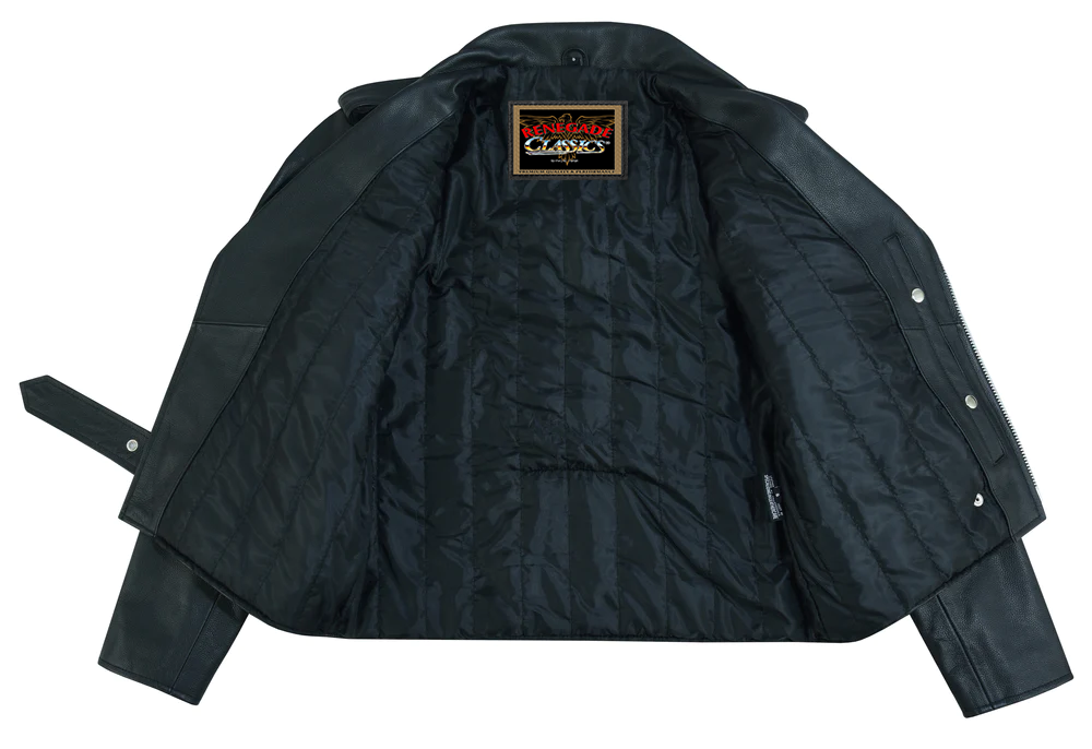 Classic Star Black Men's Leather Motorcycle Jacket â€“ Adjustable Fit