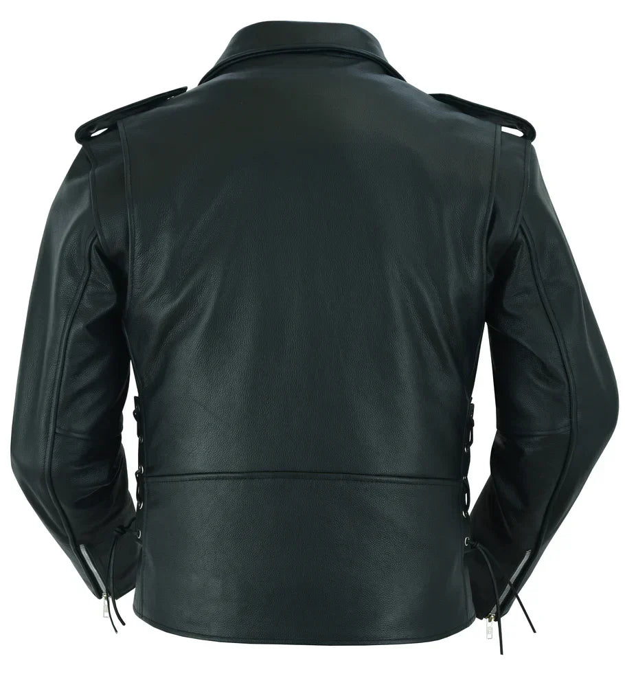 Classic Star Black Men's Leather Motorcycle Jacket â€“ Adjustable Fit