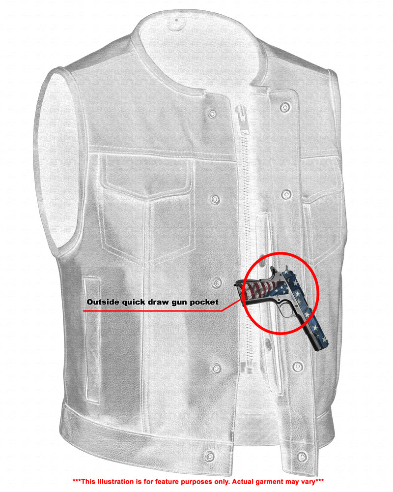 Men's Drop Zone Leather Motorcycle Vest â€“ Black