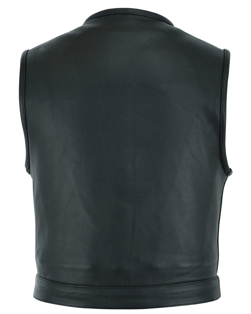 Men's Drop Zone Leather Motorcycle Vest â€“ Black